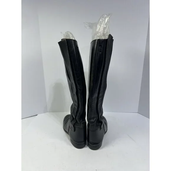 Black Leather Marlborough English Style Equestrian Riding Boots Women's Size 6 B
